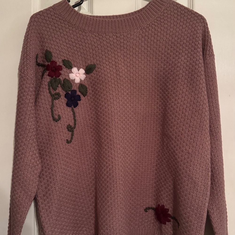 Timing Pink Sweater Floral Flower Detail Size Medium M Womens